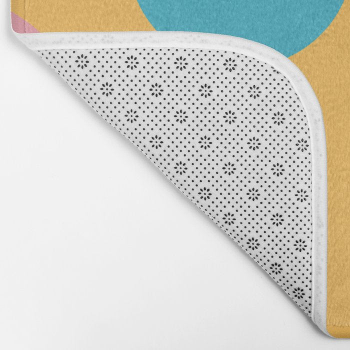 Playful Color Block Shapes in Bright Shades of Orange, Blue, Yellow, and Pink Bath Mat Gallery Image 2
