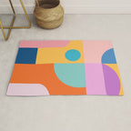 Playful Color Block Shapes in Bright Shades of Orange, Blue, Yellow, and Pink Rug Gallery Image 1