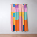Playful Color Block Shapes in Bright Shades of Orange, Blue, Yellow, and Pink Window Curtain Gallery Image 3