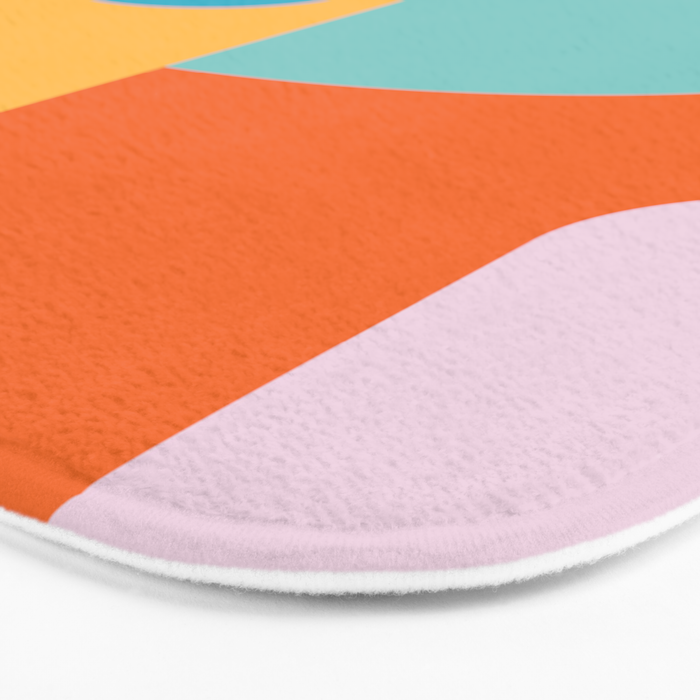 Playful Color Block Shapes in Bright Shades of Orange, Blue, Yellow, and Pink Bath Mat Gallery Image 3