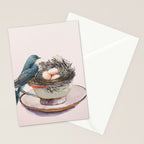 Bird nest in a teacup Stationery Card Gallery Image 2