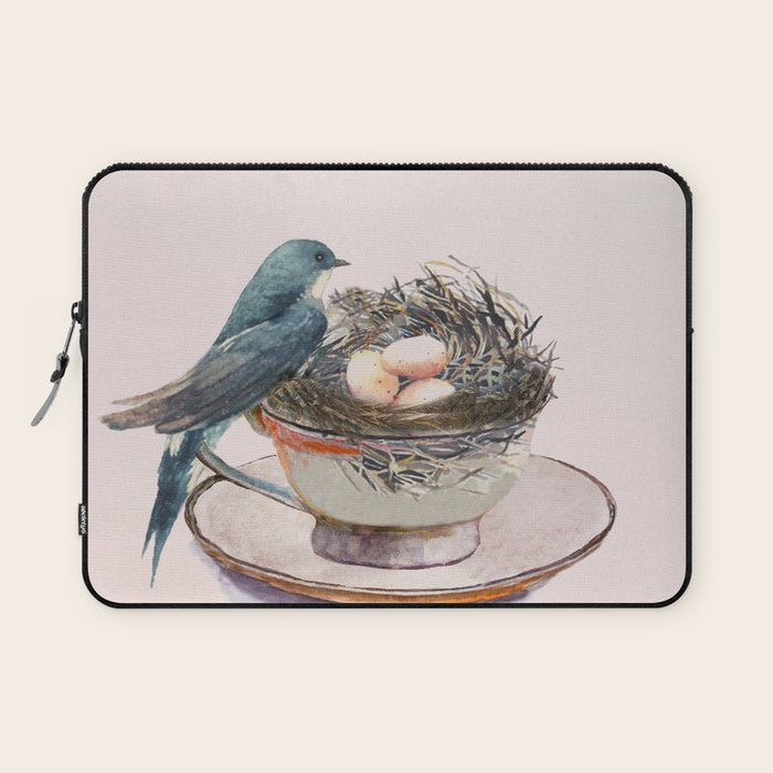 Bird nest in a teacup Laptop Sleeve Gallery Image 1