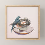 Bird nest in a teacup Mini Art Print Gallery Image 1