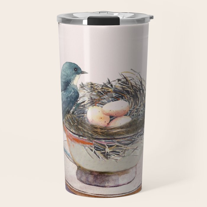 Bird nest in a teacup Travel Mug Gallery Image 1