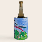 Houseplant collection Still Life on Blue Painting with Stromanthe Triostar, Pilea, and Snake Plant and Lion Vase Wine Chiller Gallery Image 3