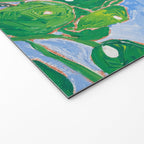 Houseplant collection Still Life on Blue Painting with Stromanthe Triostar, Pilea, and Snake Plant and Lion Vase Welcome Mat Gallery Image 2