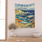 Greece Mid Century Travel Poster Wall Tapestry Gallery Image 2