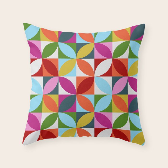 Colorful Retro Pattern Throw Pillow Gallery Image 6