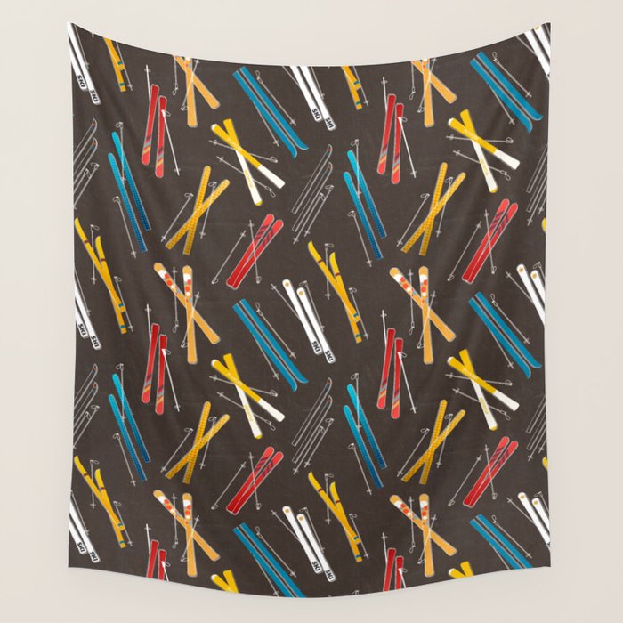 Ski Fun: Vintage Style  Wall Tapestry Gallery Image 4