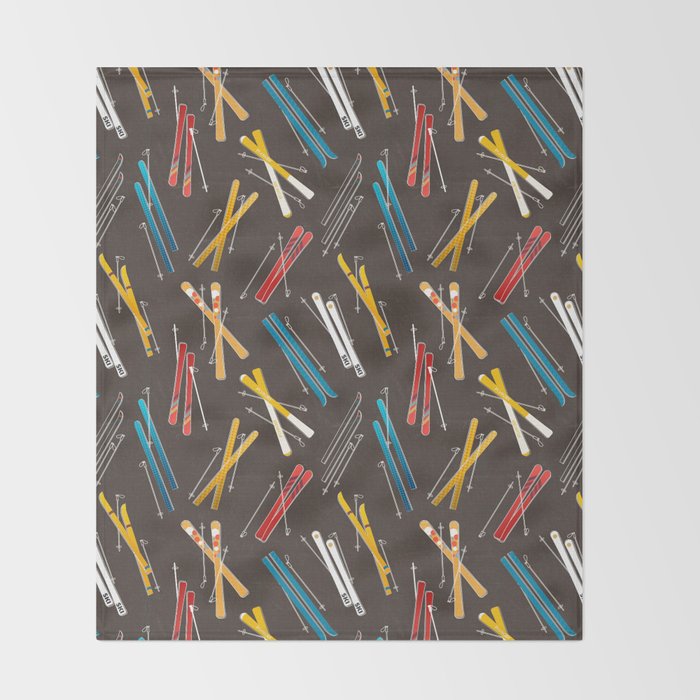 Ski Fun: Vintage Style  Throw Blanket Gallery Image 2