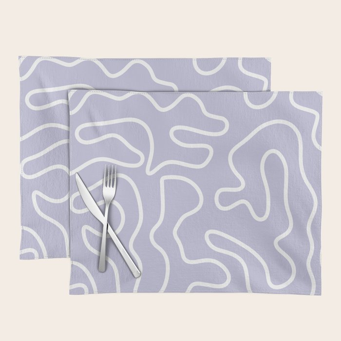 Squiggle Maze Minimalist Abstract Pattern in Light Pastel Periwinkle Purple Placemat Gallery Image 1