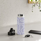 Squiggle Maze Minimalist Abstract Pattern in Light Pastel Periwinkle Purple Water Bottle Gallery Image 4
