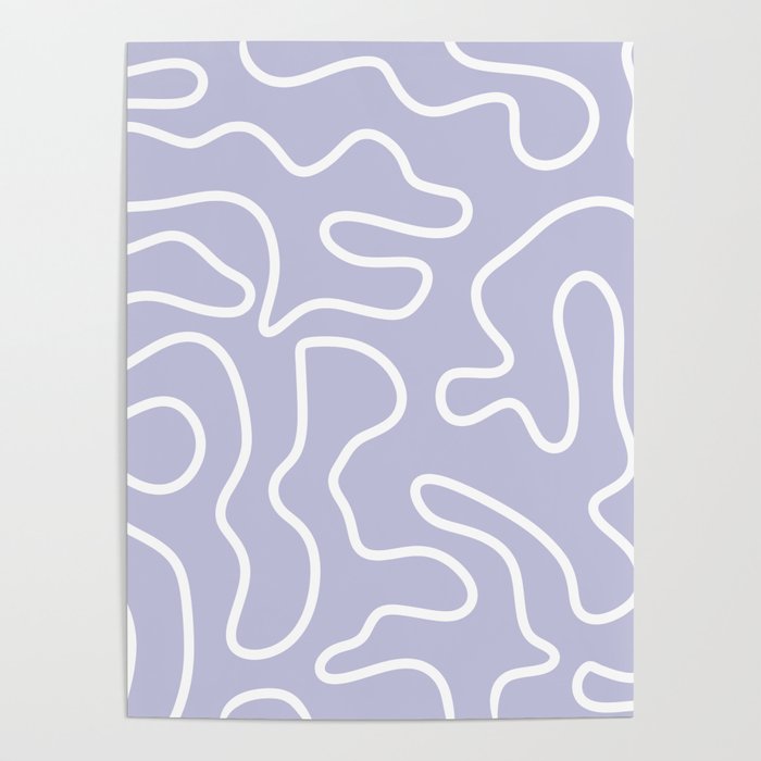 Squiggle Maze Minimalist Abstract Pattern in Light Pastel Periwinkle Purple Poster Gallery Image 4