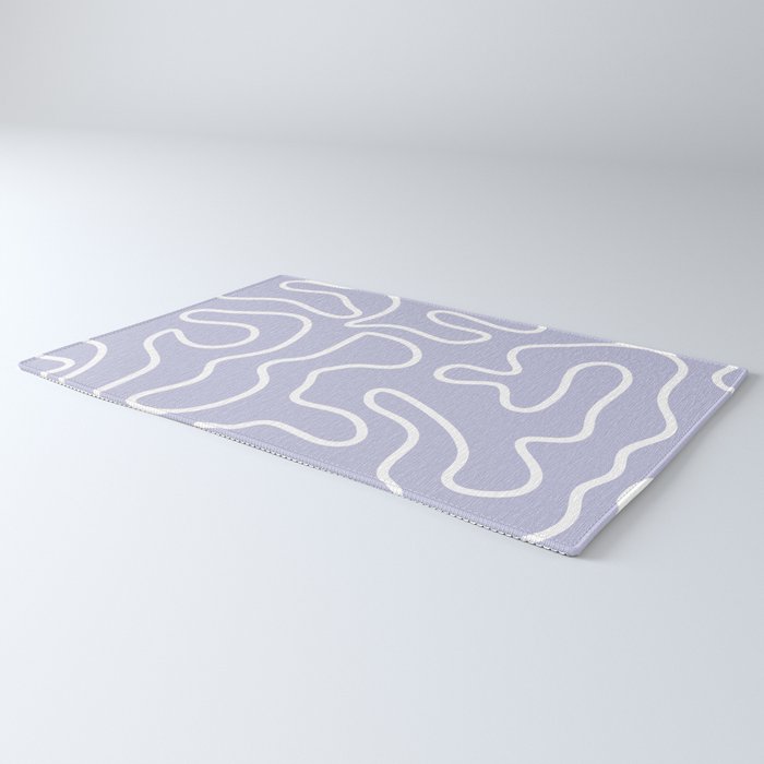 Squiggle Maze Minimalist Abstract Pattern in Light Pastel Periwinkle Purple Rug Gallery Image 3