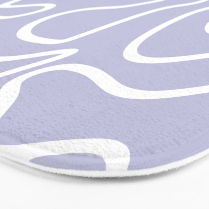 Squiggle Maze Minimalist Abstract Pattern in Light Pastel Periwinkle Purple Bath Mat Gallery Image 3