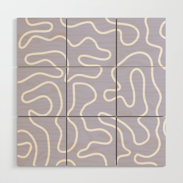 Squiggle Maze Minimalist Abstract Pattern in Light Pastel Periwinkle Purple Wood Wall Art Gallery Image 1