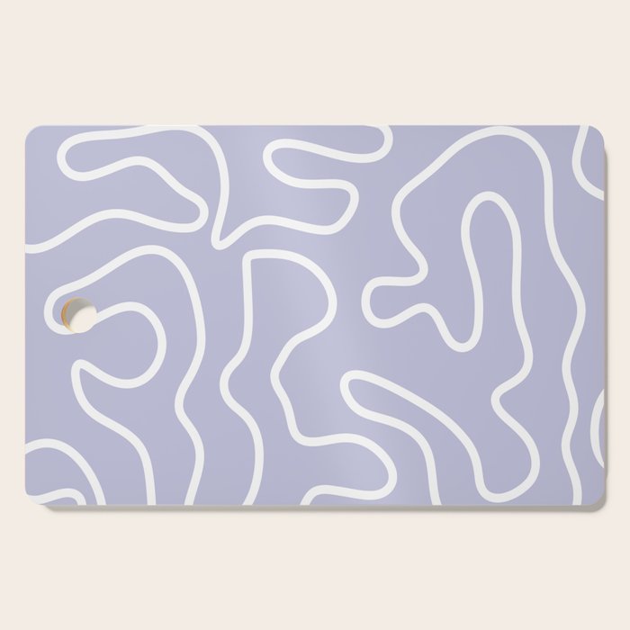 Squiggle Maze Minimalist Abstract Pattern in Light Pastel Periwinkle Purple Cutting Board Gallery Image 1