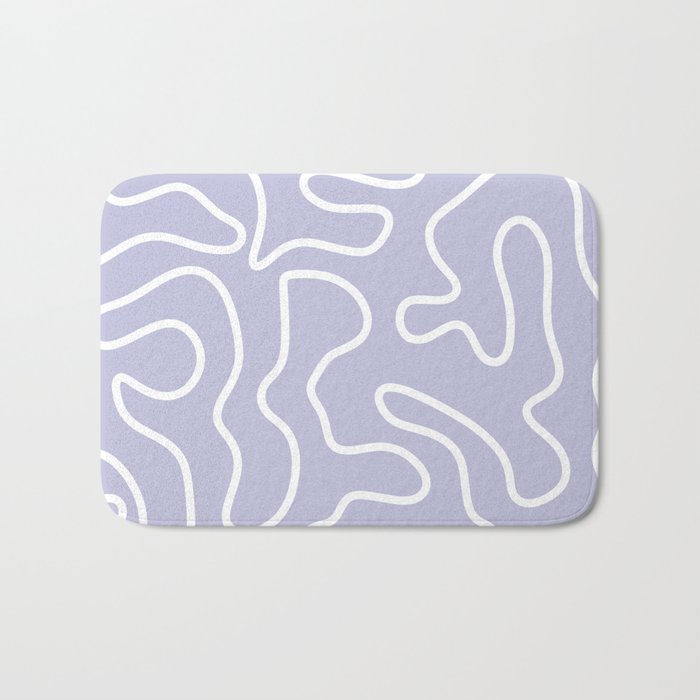 Squiggle Maze Minimalist Abstract Pattern in Light Pastel Periwinkle Purple Bath Mat Gallery Image 1