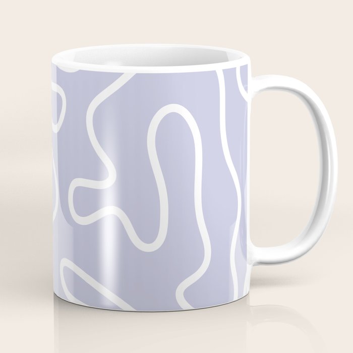 Squiggle Maze Minimalist Abstract Pattern in Light Pastel Periwinkle Purple Coffee Mug Gallery Image 1