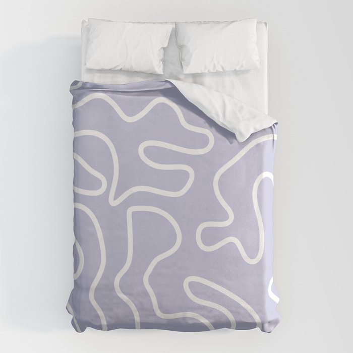 Squiggle Maze Minimalist Abstract Pattern in Light Pastel Periwinkle Purple Duvet Cover Gallery Image 6