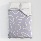 Squiggle Maze Minimalist Abstract Pattern in Light Pastel Periwinkle Purple Duvet Cover Gallery Image 6