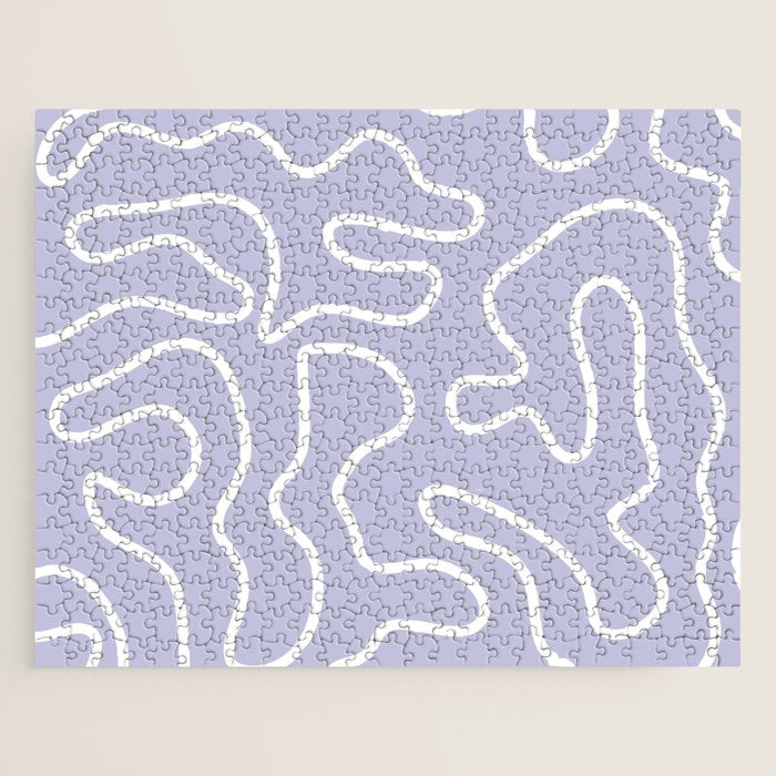 Squiggle Maze Minimalist Abstract Pattern in Light Pastel Periwinkle Purple Jigsaw Puzzle Gallery Image 1