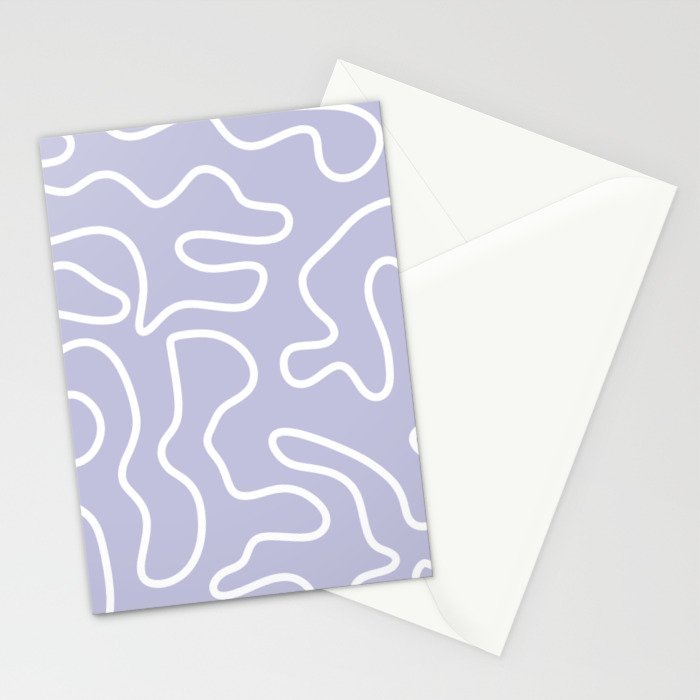 Squiggle Maze Minimalist Abstract Pattern in Light Pastel Periwinkle Purple Stationery Card Gallery Image 2