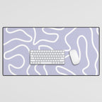 Squiggle Maze Minimalist Abstract Pattern in Light Pastel Periwinkle Purple Desk Mat Gallery Image 1