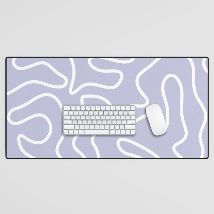 Squiggle Maze Minimalist Abstract Pattern in Light Pastel Periwinkle Purple Desk Mat Gallery Image 1