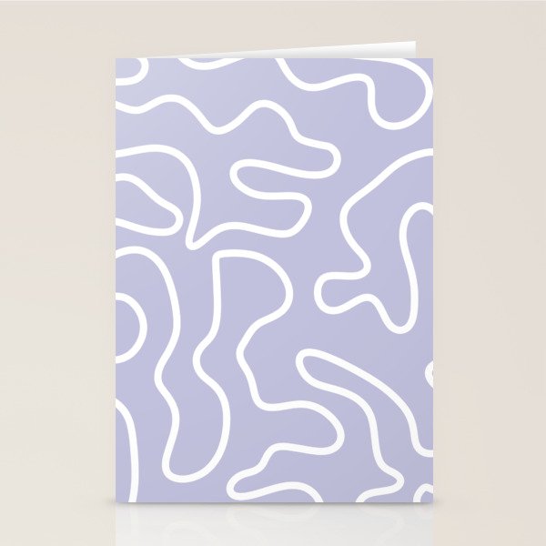 Squiggle Maze Minimalist Abstract Pattern in Light Pastel Periwinkle Purple Stationery Card Gallery Image 2