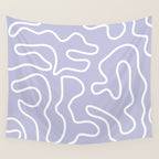 Squiggle Maze Minimalist Abstract Pattern in Light Pastel Periwinkle Purple Wall Tapestry Gallery Image 4