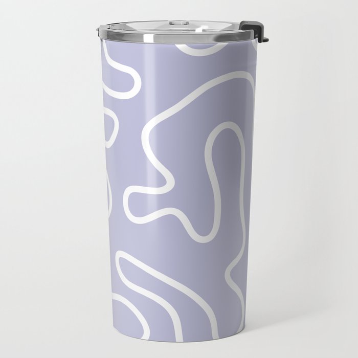 Squiggle Maze Minimalist Abstract Pattern in Light Pastel Periwinkle Purple Travel Mug Gallery Image 2
