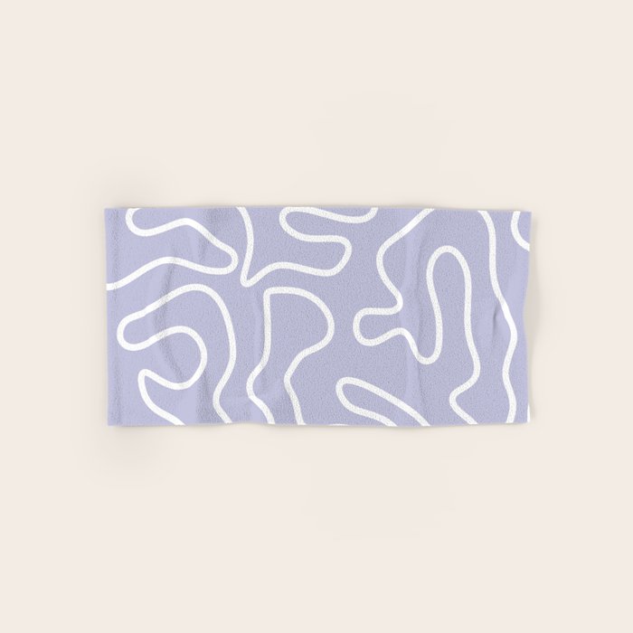 Squiggle Maze Minimalist Abstract Pattern in Light Pastel Periwinkle Purple Bath Towel Gallery Image 1