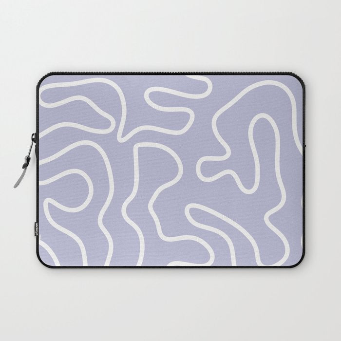Squiggle Maze Minimalist Abstract Pattern in Light Pastel Periwinkle Purple Laptop Sleeve Gallery Image 1