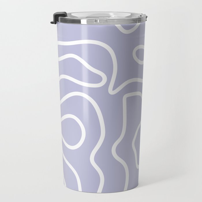 Squiggle Maze Minimalist Abstract Pattern in Light Pastel Periwinkle Purple Travel Mug Gallery Image 3