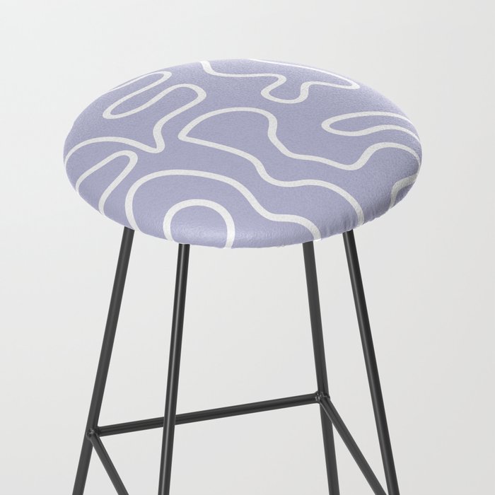 Squiggle Maze Minimalist Abstract Pattern in Light Pastel Periwinkle Purple Stool Gallery Image 2
