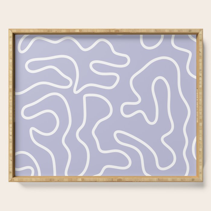 Squiggle Maze Minimalist Abstract Pattern in Light Pastel Periwinkle Purple Serving Tray Gallery Image 1