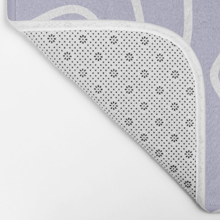 Squiggle Maze Minimalist Abstract Pattern in Light Pastel Periwinkle Purple Bath Mat Gallery Image 2
