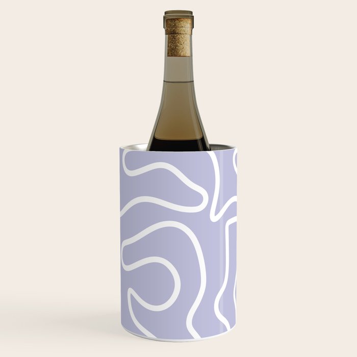 Squiggle Maze Minimalist Abstract Pattern in Light Pastel Periwinkle Purple Wine Chiller Gallery Image 2