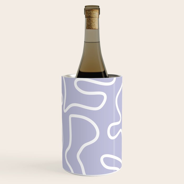 Squiggle Maze Minimalist Abstract Pattern in Light Pastel Periwinkle Purple Wine Chiller Gallery Image 1