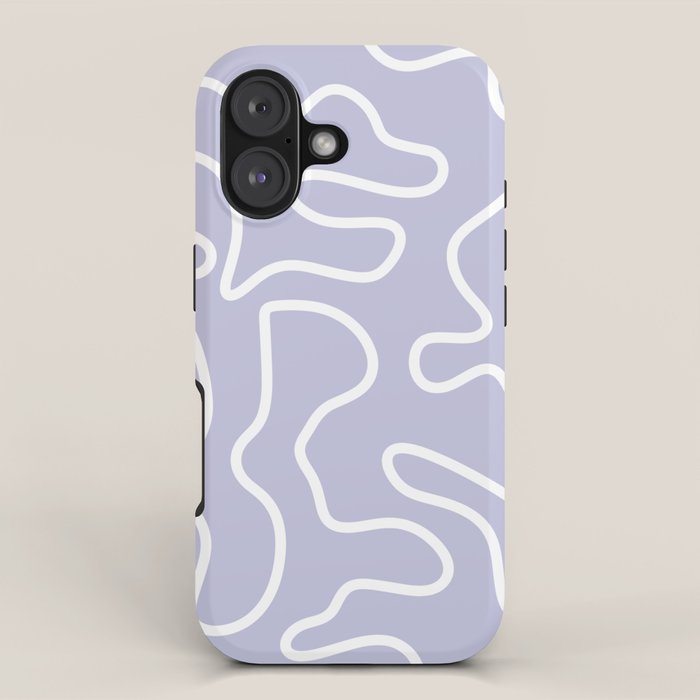Squiggle Maze Minimalist Abstract Pattern in Light Pastel Periwinkle Purple iPhone Case Gallery Image 1