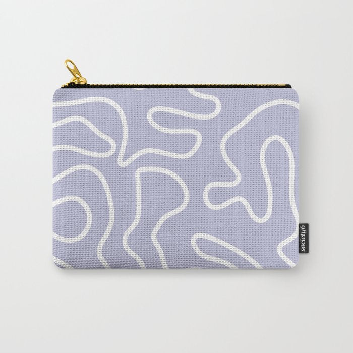Squiggle Maze Minimalist Abstract Pattern in Light Pastel Periwinkle Purple Carry All Pouch Gallery Image 1