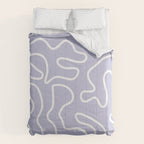 Squiggle Maze Minimalist Abstract Pattern in Light Pastel Periwinkle Purple Comforter Gallery Image 6