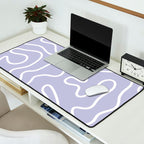 Squiggle Maze Minimalist Abstract Pattern in Light Pastel Periwinkle Purple Desk Mat Gallery Image 2