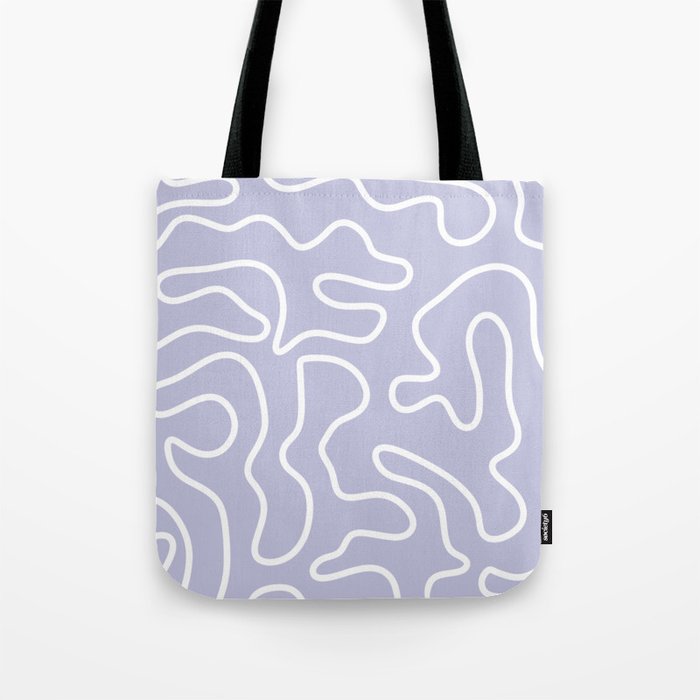 Squiggle Maze Minimalist Abstract Pattern in Light Pastel Periwinkle Purple Tote Bag Gallery Image 1