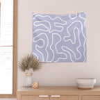 Squiggle Maze Minimalist Abstract Pattern in Light Pastel Periwinkle Purple Wall Tapestry Gallery Image 2