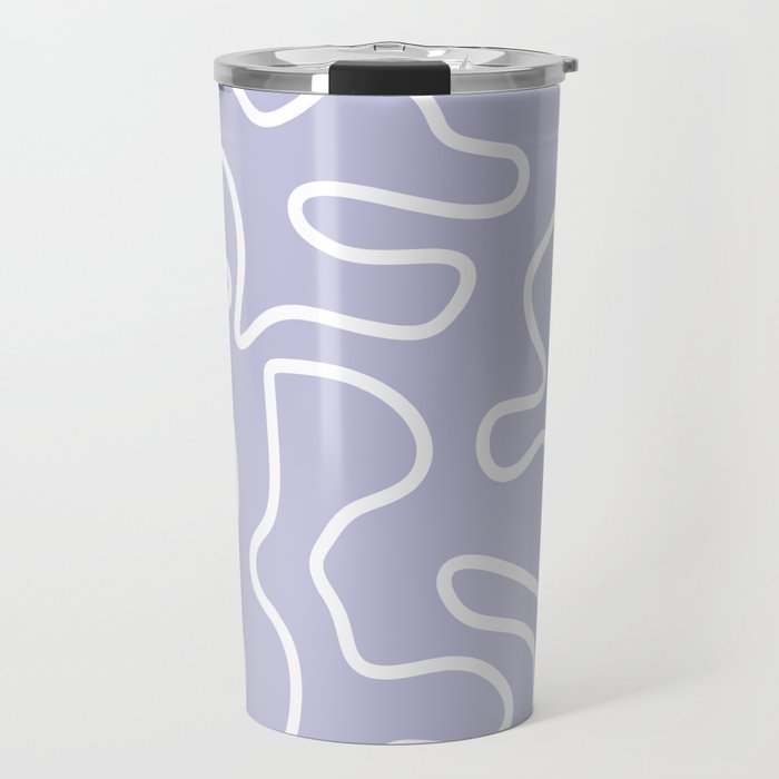 Squiggle Maze Minimalist Abstract Pattern in Light Pastel Periwinkle Purple Travel Mug Gallery Image 1