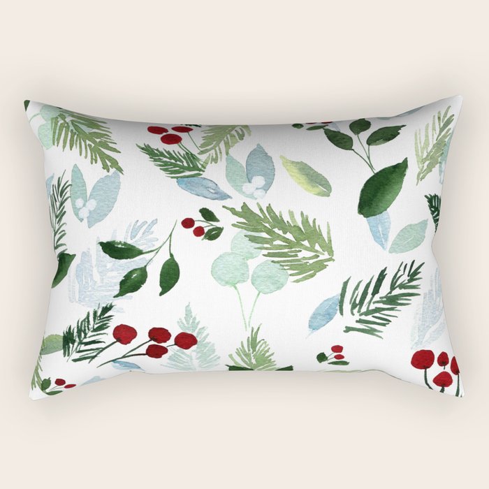 Blue Christmas Rectangular Pillow Gallery Image 1