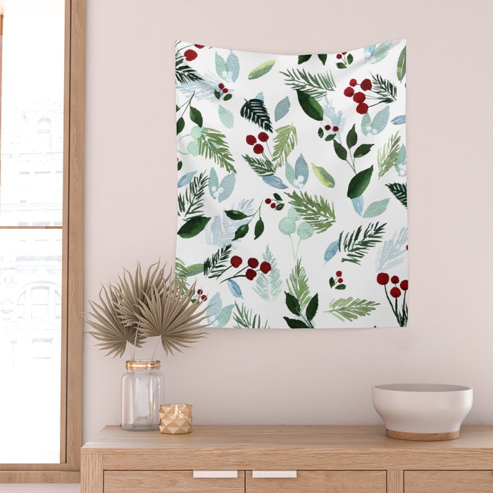 Blue Christmas Wall Tapestry Gallery Image 2