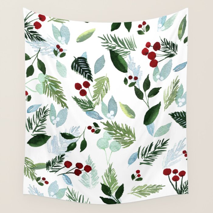 Blue Christmas Wall Tapestry Gallery Image 1